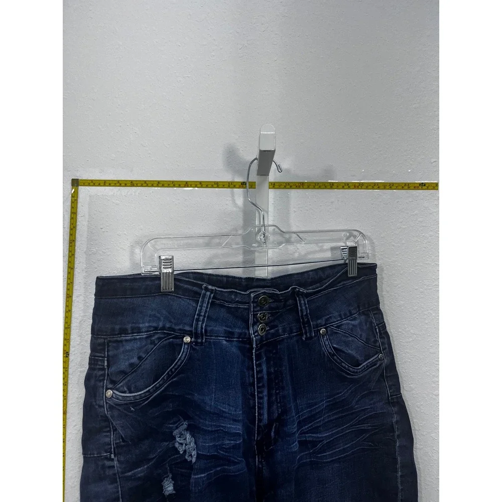Kenneth‎ Lopez Womens High Rise Distressed Denim Shorts Dark Wash Size 16